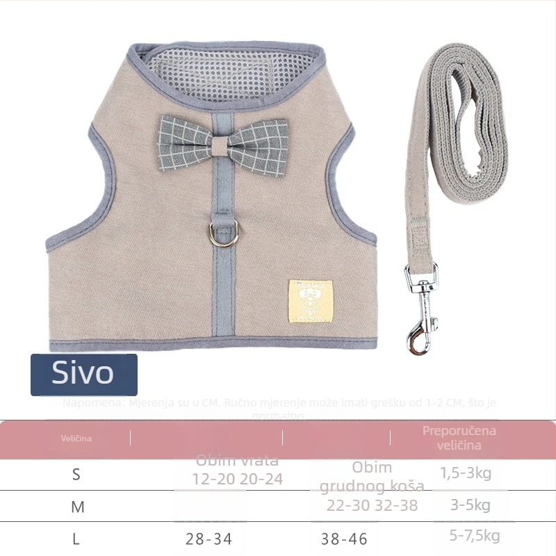 Genius dog prsluk-harnes za mačke, prozračna mrežasta prednja ploča, platneni vučni remen