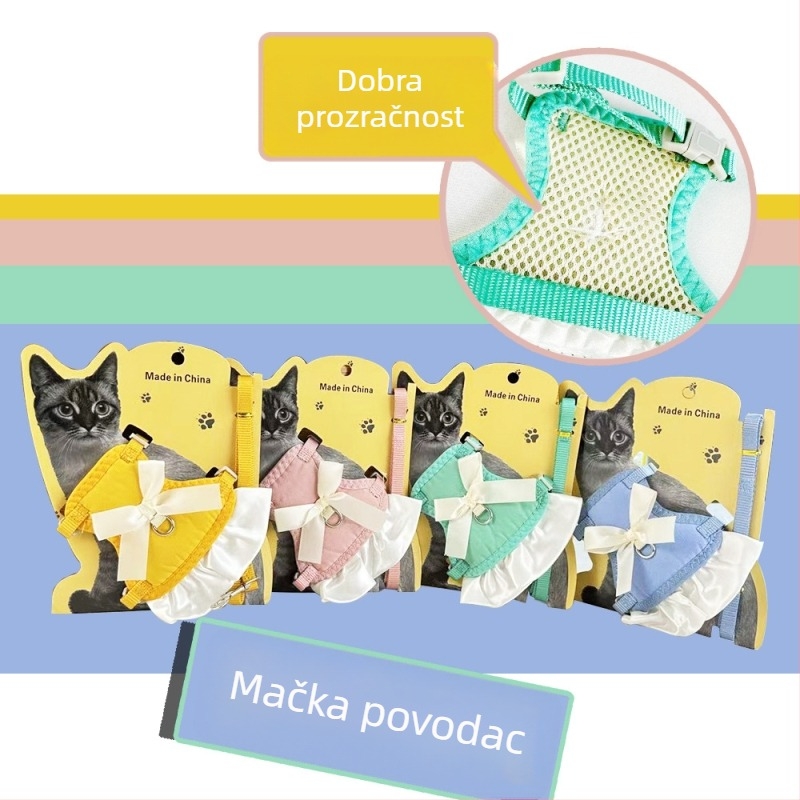Najlon postroj za mačku s dišućim prsnim remenom, protiv bijega