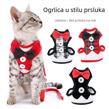 Set harnasa za mačku s povodcem, prozračan vest-stil, materijal: tkanina, marka Pet Baihui, kategorija vučna traka
