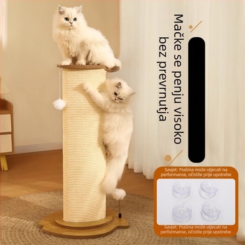 Mačje grebalno postolje i ploča, vertikalni sisal stup, integrirana igračka, izdržljiva konstrukcija od furnirane ploče