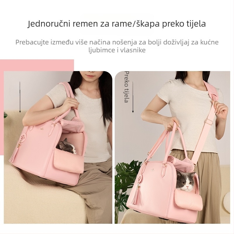 Torba za kućne ljubimce s jednodijelnom ramom, prijenosna i prozračna; materijal: mikrovlakno, Wakytu, jednobojni uzorak