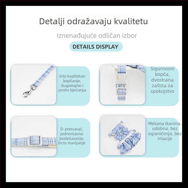 Mačji prsni pojas s vodilom, haljina u stilu princeze, dvostruko korištenje odjeće za kućne ljubimce, poliester