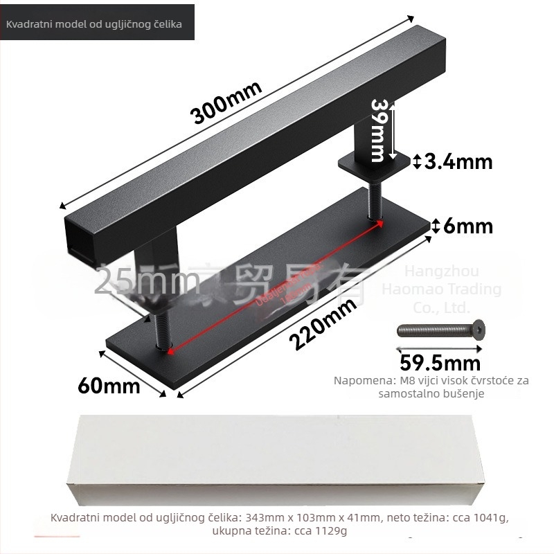 Drška za vrata štale, dvostrana, od nehrđajućeg čelika 304 i čelika s karbonskim sadržajem, završni premaz elektrostatnim prskanjem i teksturom žice, za klizna vrata