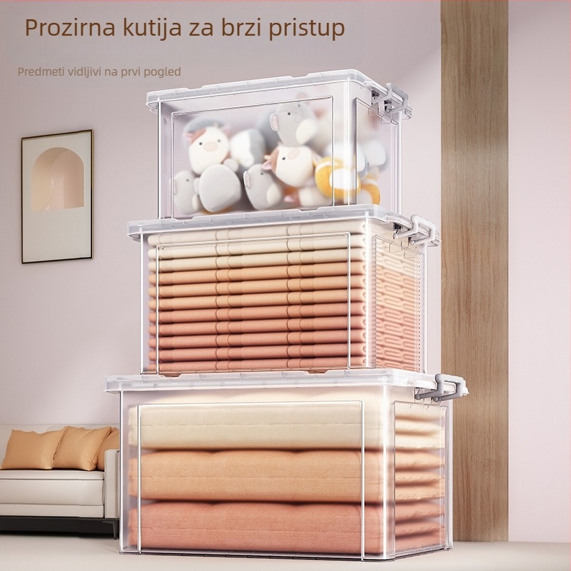 PP kutija za skladištenje, 30–40 L, s kotačićima, prijenosna, jednostavan modern dizajn