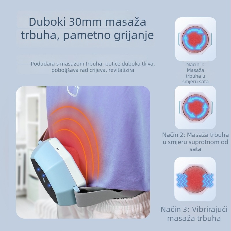 Dječji automatski masažer abdomena – uređaj za masiranje trbuha s toplim kompresom, gnječenjem i imitacijom ručnog masiranja, model MS-033