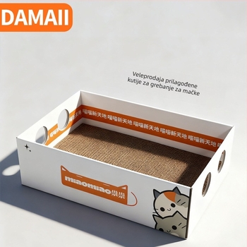 DAMAII Grebalna ploča za mačke – karikaturistički stil, valoviti karton, zamjenjivi list, ublažavanje dosade