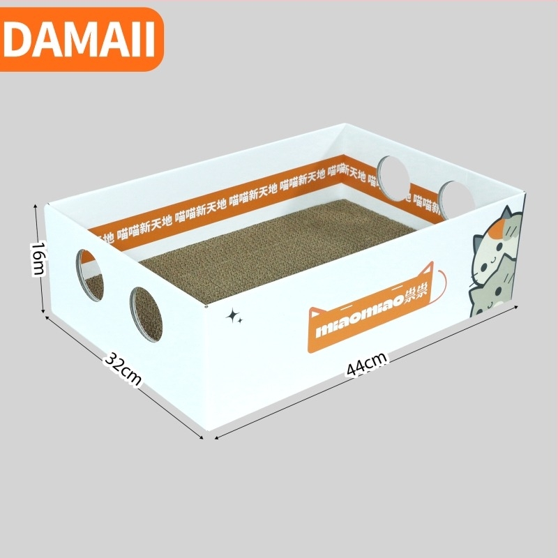 DAMAII Grebalna ploča za mačke – karikaturistički stil, valoviti karton, zamjenjivi list, ublažavanje dosade