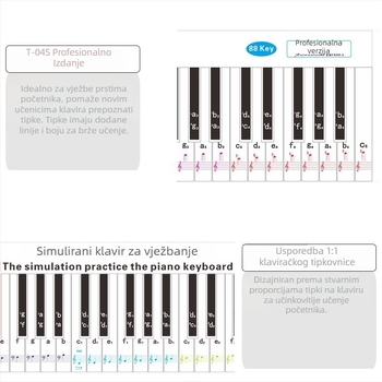 Fingering Sticker za klavir s 88 tipkama — 1:1 simulacija prstiju, notacija na notnom zapisu, PVC materijal