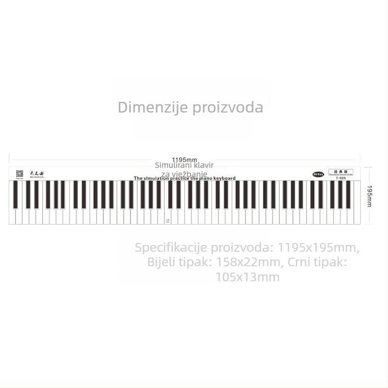 Fingering Sticker za klavir s 88 tipkama — 1:1 simulacija prstiju, notacija na notnom zapisu, PVC materijal