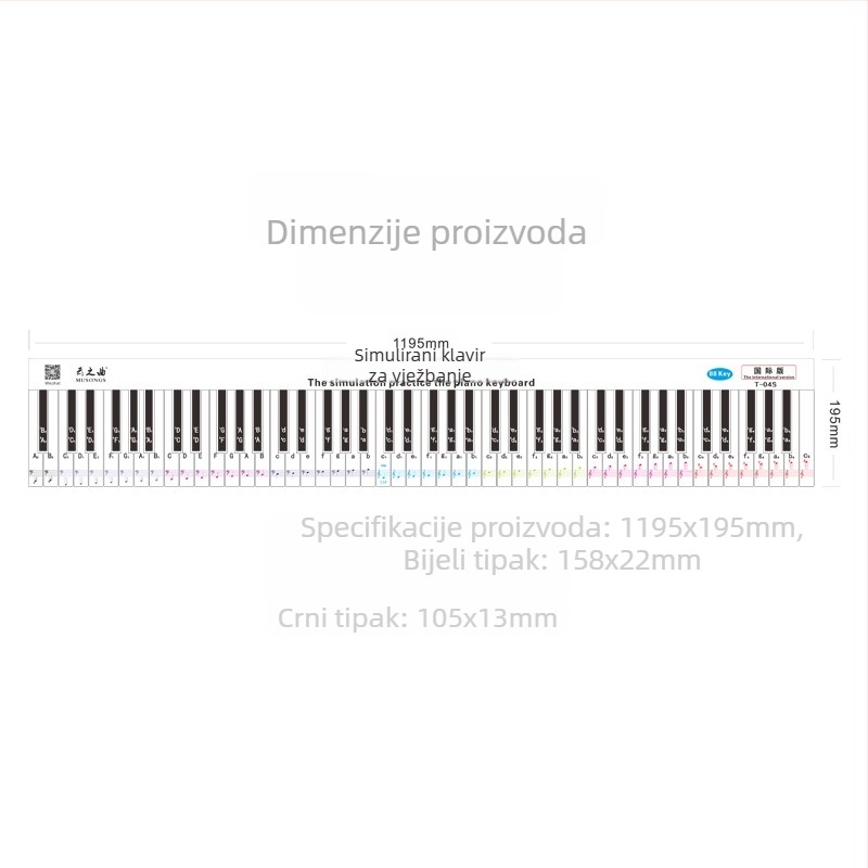 Fingering Sticker za klavir s 88 tipkama — 1:1 simulacija prstiju, notacija na notnom zapisu, PVC materijal