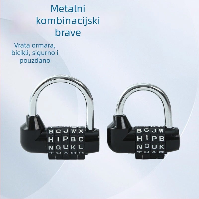 Strojna kombinacijska zaključavaza teretanu i vrata, model 5206-1, metalna konstrukcija, 7 mm debljina brave, razmak šipki 40 mm, pogodna za drvena vrata, balkone, dvorišne kapije i radionarske/ radne vrata