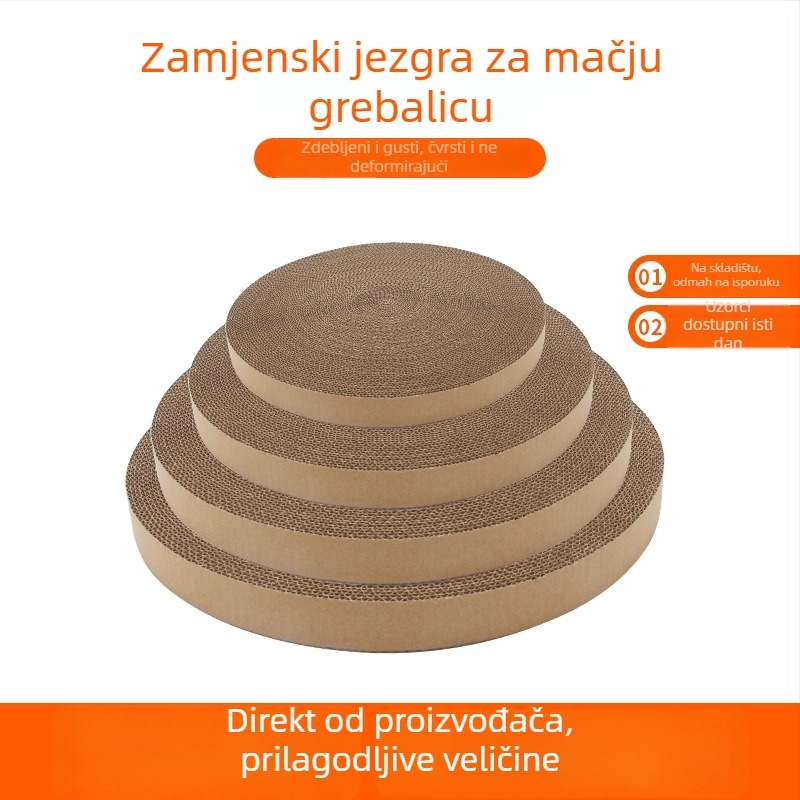 Kružni mačji ogrebotina od valovitog papira s zamijenjivim jezgrom, jednostavan stil, pakiranje 50 komada