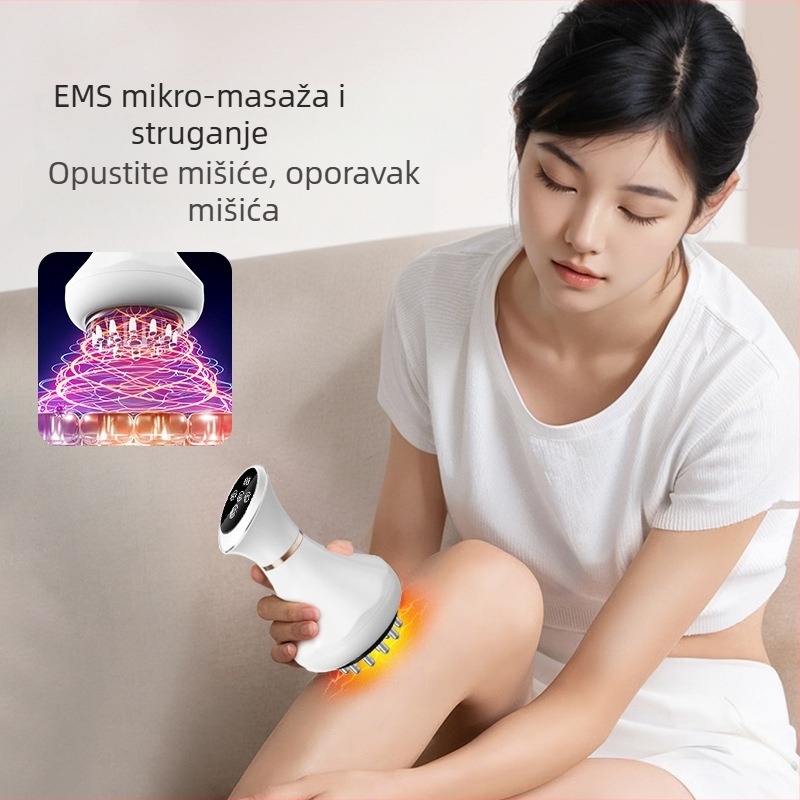 Električni masažer meridijana s vibracijom i grijanjem, model pk6103; napajanje: ponovno punjiva baterija; pogodan za vrat, leđa, bok, noge i gornji dio ruke; upravljanje gumbima; težina 300 g; uključuje upute i esencijalna ulja