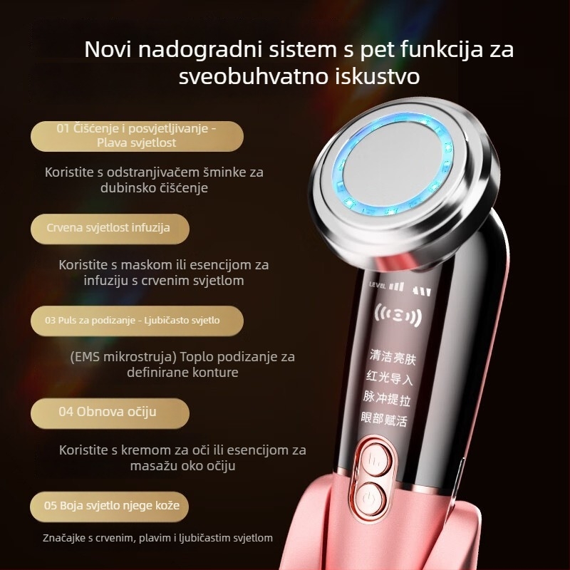 Masirač za lice mikrostrujom, USB punjenje, ugrađena baterija 500–800 mAh, prijenosni, za kućnu upotrebu