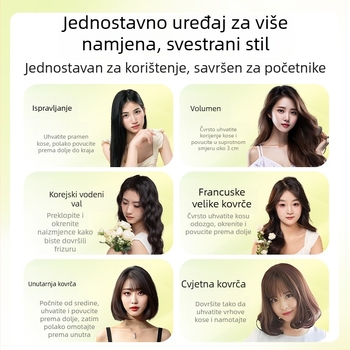 Stilizator za kosu i uvijač — zakrivljena površina, turmalin-keramičko grijanje, 15 razina kontrole temperature, 35W, 220V, CE certifikat