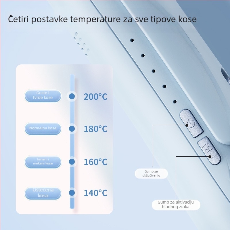 Tri u jedan alat za kosu: arc ploča za ravnanje i uvijanje, keramički premaz, 31 mm ploča za grijanje, 15 postavki temperature, 100–240V, 29W