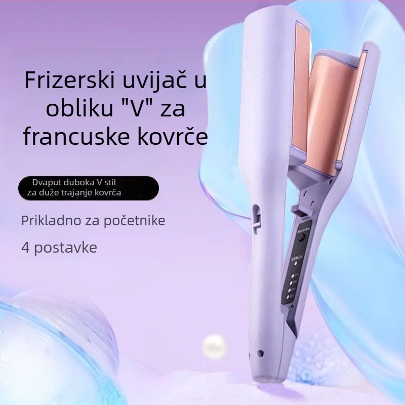 Duboko U oblik kose - 3 u 1 za suhe/ kovrčave/ ravne, bežični, keramički valjak