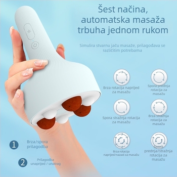 Uređaj za masažu abdomena s Bianstoneom, funkcija gnječenja, ugrađena litijska baterija, upravljanje tipkama, 6 načina + crveno svjetlo, težina 369 g