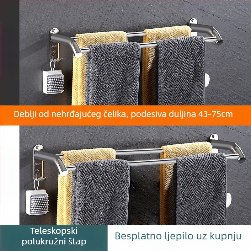 Stenska povlačna držač za ručnike od nehrđajućeg čelika, s tri razine, finopoliran, nosivost 25 kg