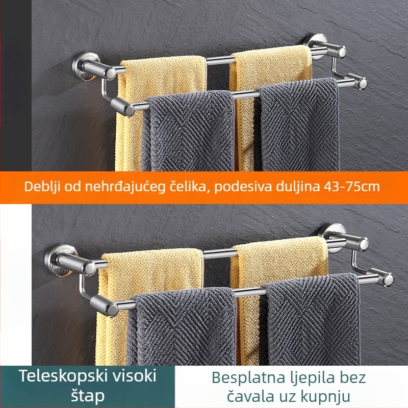 Stenska povlačna držač za ručnike od nehrđajućeg čelika, s tri razine, finopoliran, nosivost 25 kg