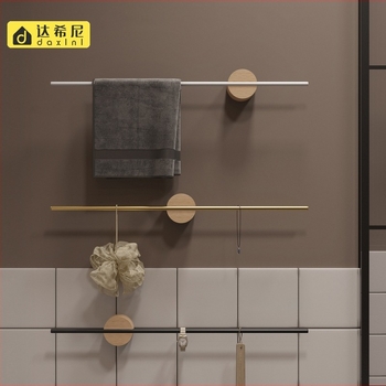 Držač za ručnike od drveta – bez rupa, jednopolni štap, masivno drvo, nosivost 5 kg