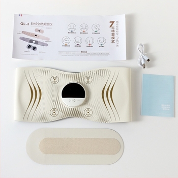 Domaći EMS masažni pojas s vibracijom i toplom kompresijom, USB napajanje, mehaničko upravljanje, 3. brzina, do 4 masažnih glava