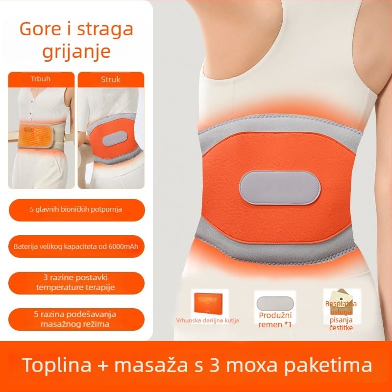 Grijani pojas za masažu struka s vibracijom i toplom kompresijom, Mugwort terapija, do 4 masažnih glava, XP-101