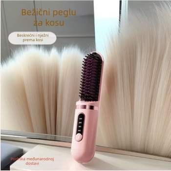 Pegla za kosu, bežična keramička grijanja, regulacija temperature na razini 10, pogodna za mokru i suhu kosu, brzo stiliziranje za 1–2 minute