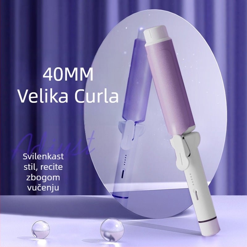 Uvijač za kosu s kabelom, 220V, 42W; keramni premaz i kućna keramika glazura; 5 razina kontrole temperature; pogodno za suhu kosu