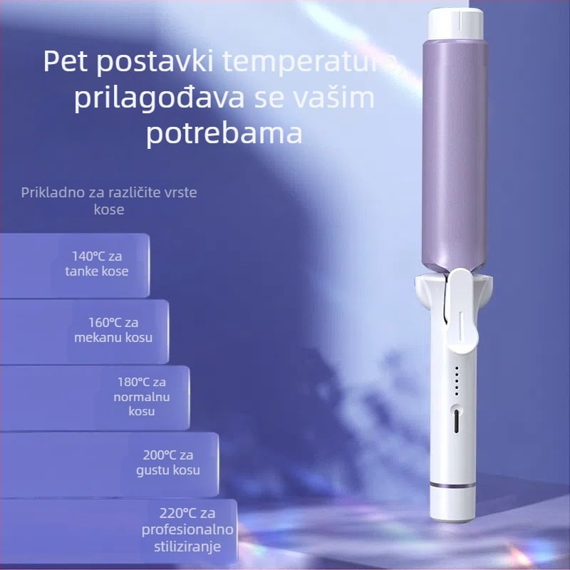 Uvijač za kosu s kabelom, 220V, 42W; keramni premaz i kućna keramika glazura; 5 razina kontrole temperature; pogodno za suhu kosu