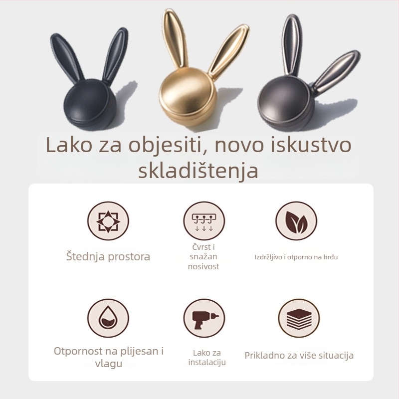 Kuka za odjeću u obliku zeca – cinkova legura, skandinavski stil, za ormar, premazano završno (cinkova legura; skandinavski stil; za ormar; premazano završno)