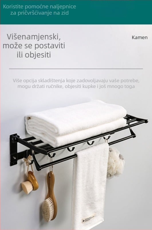 Držač za ručnike, dvostruki sloj, Ferroalloy, oksidacijska završna obrada, nosivost 30 kg, moderni minimalistički stil