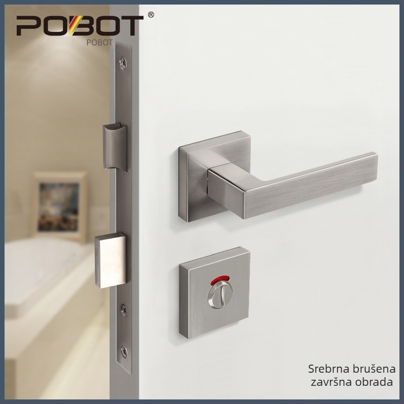 Unutarnja vrata – brava s indikatorom, model PBT-55, kvadratni indikator, materijal: cinkova legura, tip: ručna brava, primjenjivo na drvena i metalna vrata