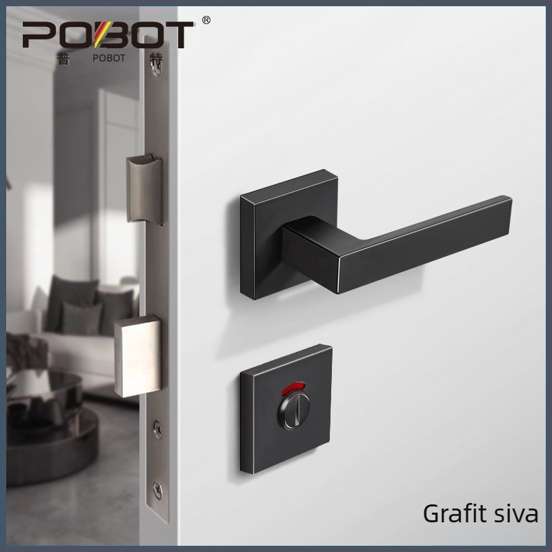 Unutarnja vrata – brava s indikatorom, model PBT-55, kvadratni indikator, materijal: cinkova legura, tip: ručna brava, primjenjivo na drvena i metalna vrata