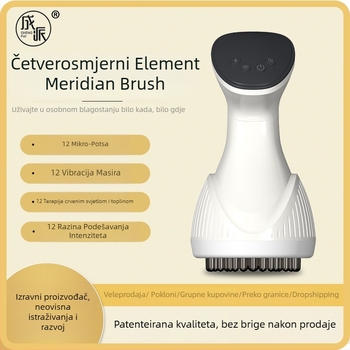 Električni meridijanski masažer za kućnu upotrebu s masažom trbuha, vibracijom ramena i vrata, crvena svjetlost i toplinska terapija – punjiv, upravljanje gumbom, model JLS-666, 40–55°C, 1500mAh, ABS