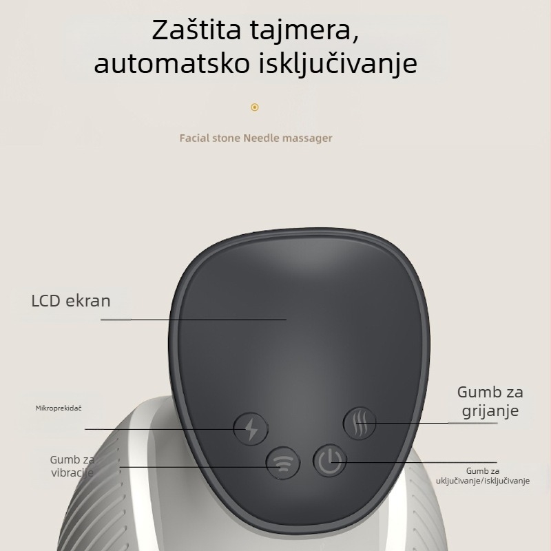 Električni meridijanski masažer za kućnu upotrebu s masažom trbuha, vibracijom ramena i vrata, crvena svjetlost i toplinska terapija – punjiv, upravljanje gumbom, model JLS-666, 40–55°C, 1500mAh, ABS