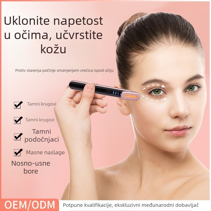 Uređaj za njegu očiju s EMS mikrostrujom, toplim kompresom i liftingom, ugrađena baterija 300–500 mAh, IPX7 vodootporan