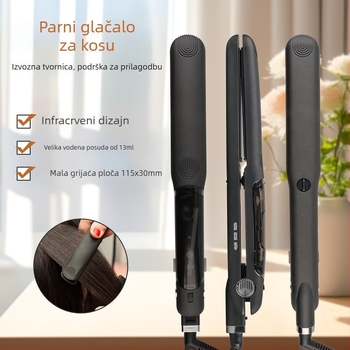 Parni glačalo za kosu s infracrvenom regulacijom temperature, keramičke ploče, 10 razina temperature, brzo zagrijavanje 1-2 minute, pogodno za mokru i suhu kosu