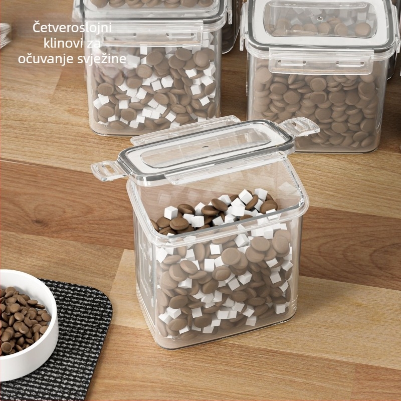 Plastični spremnik za hranu za kućne ljubimce, otporan na vlagu i čvrsto zatvaranje, 800–1000 ml, Yanghua