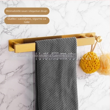 Držač ručnika od nehrđajućeg čelika, zidni bez bušenja, jednoručna šipka za kupaonicu