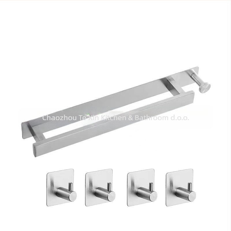 Držač ručnika od nehrđajućeg čelika, zidni bez bušenja, jednoručna šipka za kupaonicu