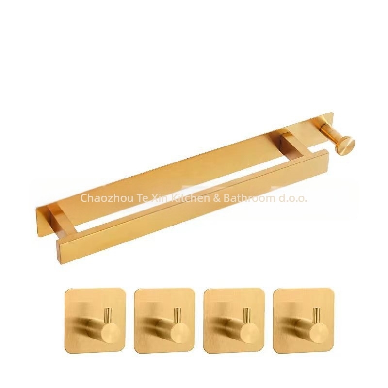 Držač ručnika od nehrđajućeg čelika, zidni bez bušenja, jednoručna šipka za kupaonicu