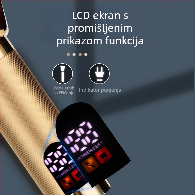 Električni brijač s cijelim metalnim tijelom, lebdeća glava s dvije oštrice, periva odvojiva glava, ugrađena baterija 500–800 mAh, trajanje više od 60 minuta