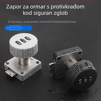 Mehanički bravi s lozinkom za uredski namještaj – Model 138; Materijal: cinkova legura i plastika; Pogodno za ladice, arhivske ormariće i ormariće; Skrivena ugradnja