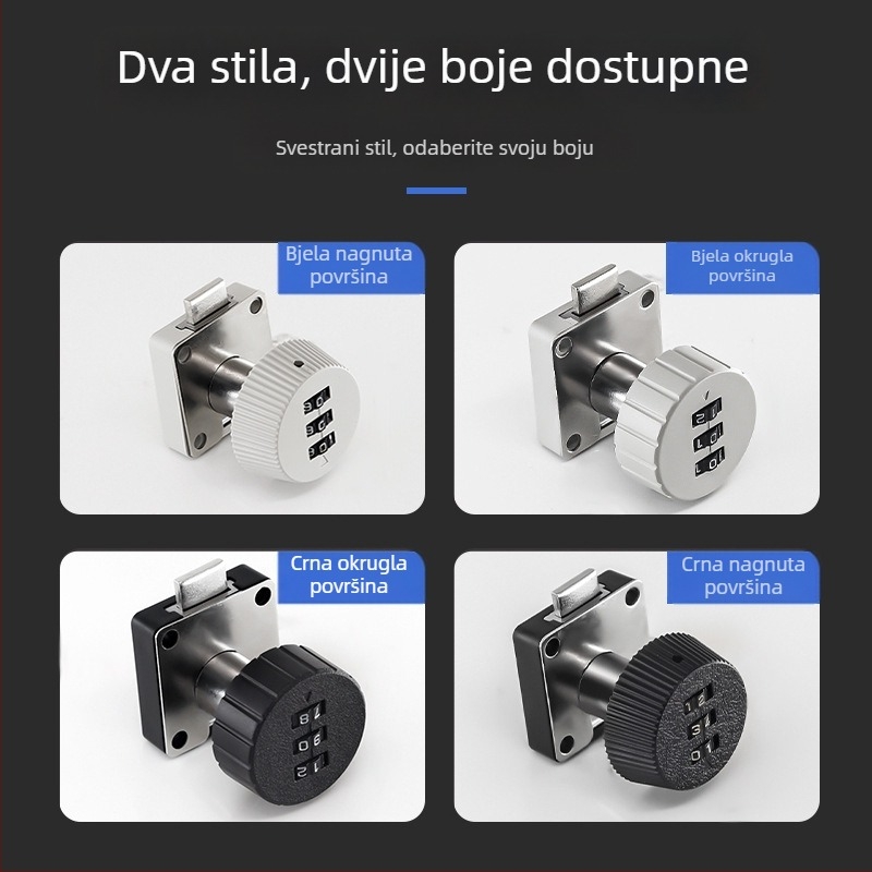 Mehanički bravi s lozinkom za uredski namještaj – Model 138; Materijal: cinkova legura i plastika; Pogodno za ladice, arhivske ormariće i ormariće; Skrivena ugradnja