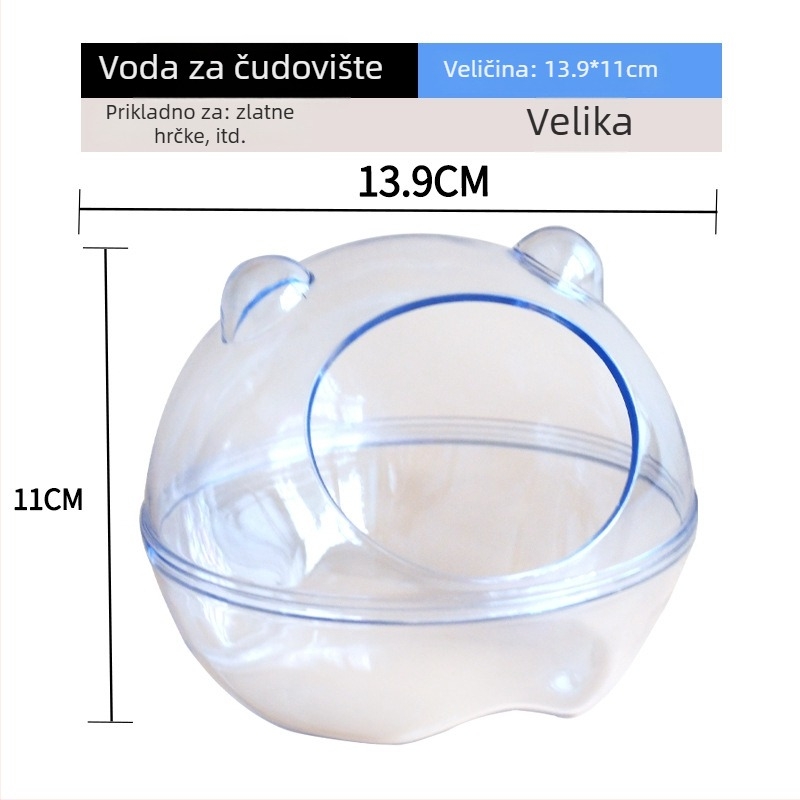 Kupaća posuda za hrčka s dvostrukom namjenom i vanjskim dodatkom