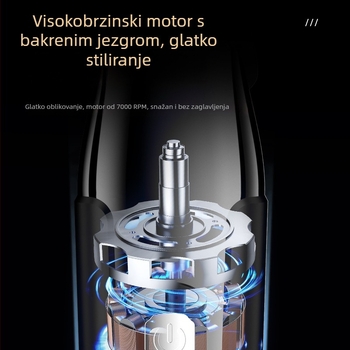 Električna mašinica za šišanje kose, 5 brzina, ugrađena baterija 1200–2000 mAh, odvojiva i periva oštrica od nehrđajućeg čelika, digitalni prikaz