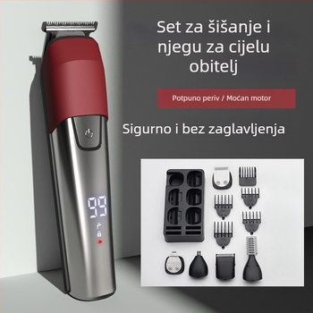 6-u-1 električni uređaj za kosu s ugrađenom baterijom 500–800 mAh, trajanje 1–3 h, vodootporan, oštrica od nehrđajućeg čelika, četkasti motor