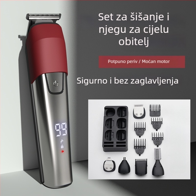 6-u-1 električni uređaj za kosu s ugrađenom baterijom 500–800 mAh, trajanje 1–3 h, vodootporan, oštrica od nehrđajućeg čelika, četkasti motor