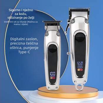 Električni set za šišanje kose s ugrađenom baterijom 1200–2000 mAh, noževi od nehrđajućeg čelika, vodootporan, tiho radi